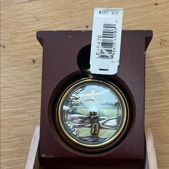 Fossil Golfer Artistic Gold and Brown pocket watch
